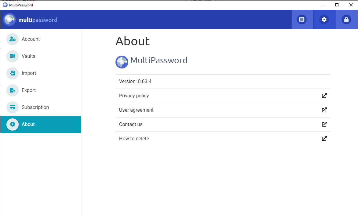 MultiPassword Interface About