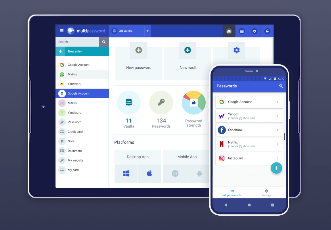 MultiPassword Interface Dashboard