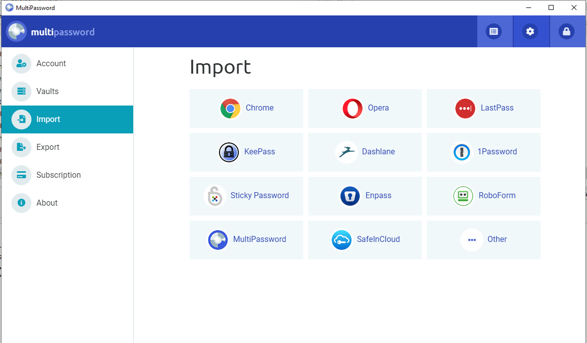 MultiPassword Interface Import